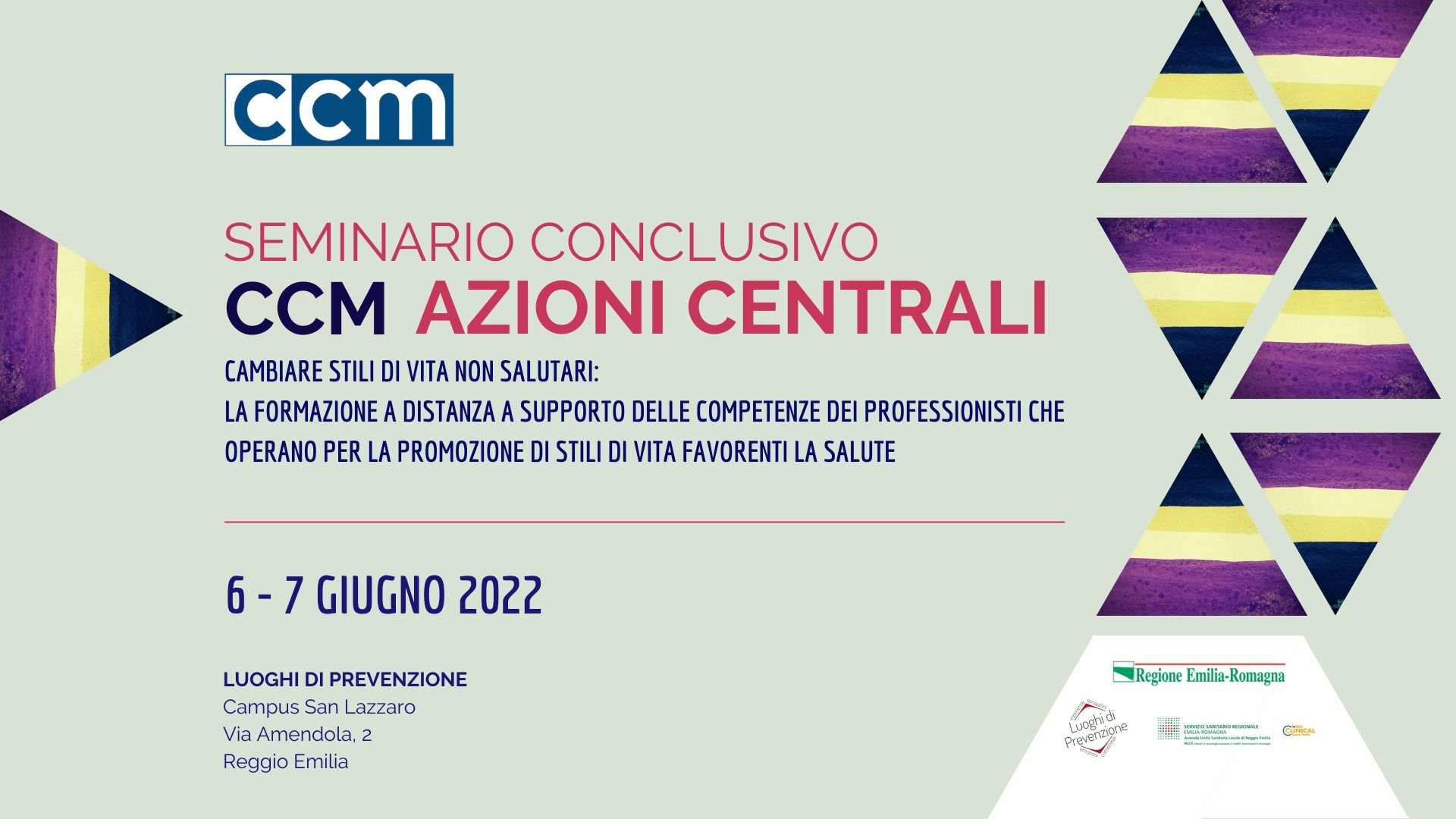Seminario conclusivo CCM Azioni Centrali Seminario conclusivo CCM Azioni Centrali